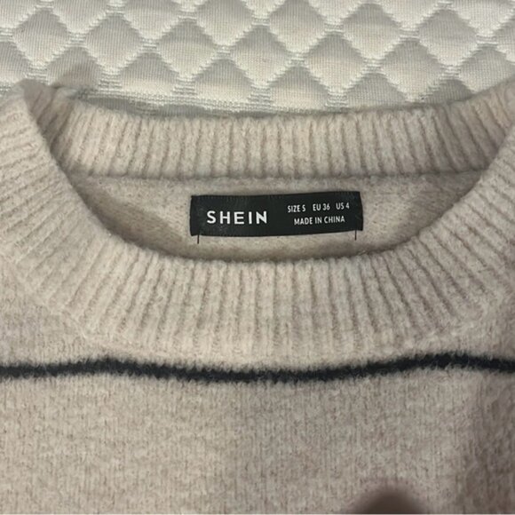 Women’s Striped Sweater. White/cream with black stripe. Like New - Picture 9 of 9